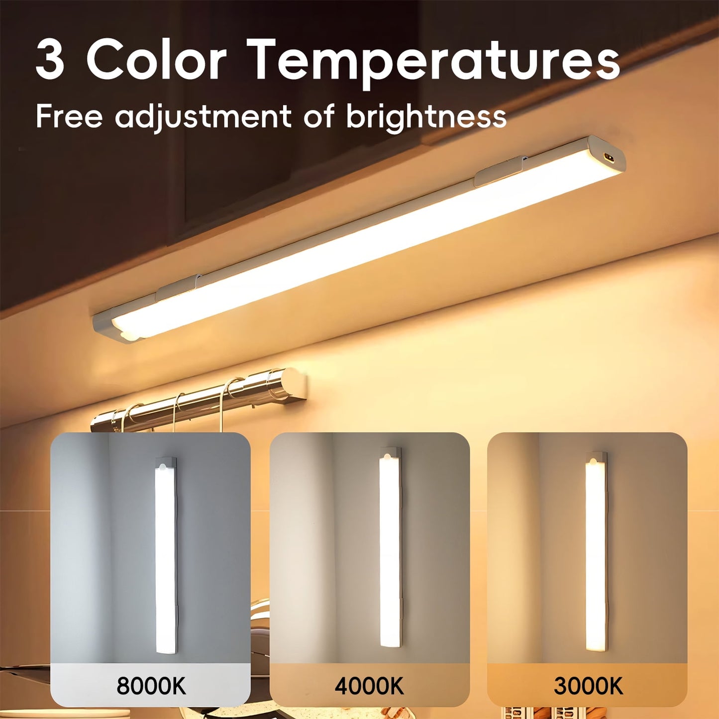 G GOSCHE 30 LED Wireless Under Cabinet Light Set with USB Rechargeable Smart Motion Sensor for Closet, Indoor - 2 Pcs