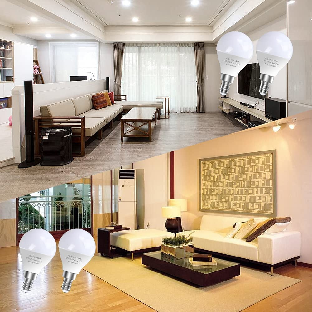 6 Pack Bright Ceiling Fan Light Bulbs, 120V 6 Watts (60 Watts Equivalent), 5000K E12 A15 Shape Candelabra Base Chandelier Led Bulb, Non-Dimmable
