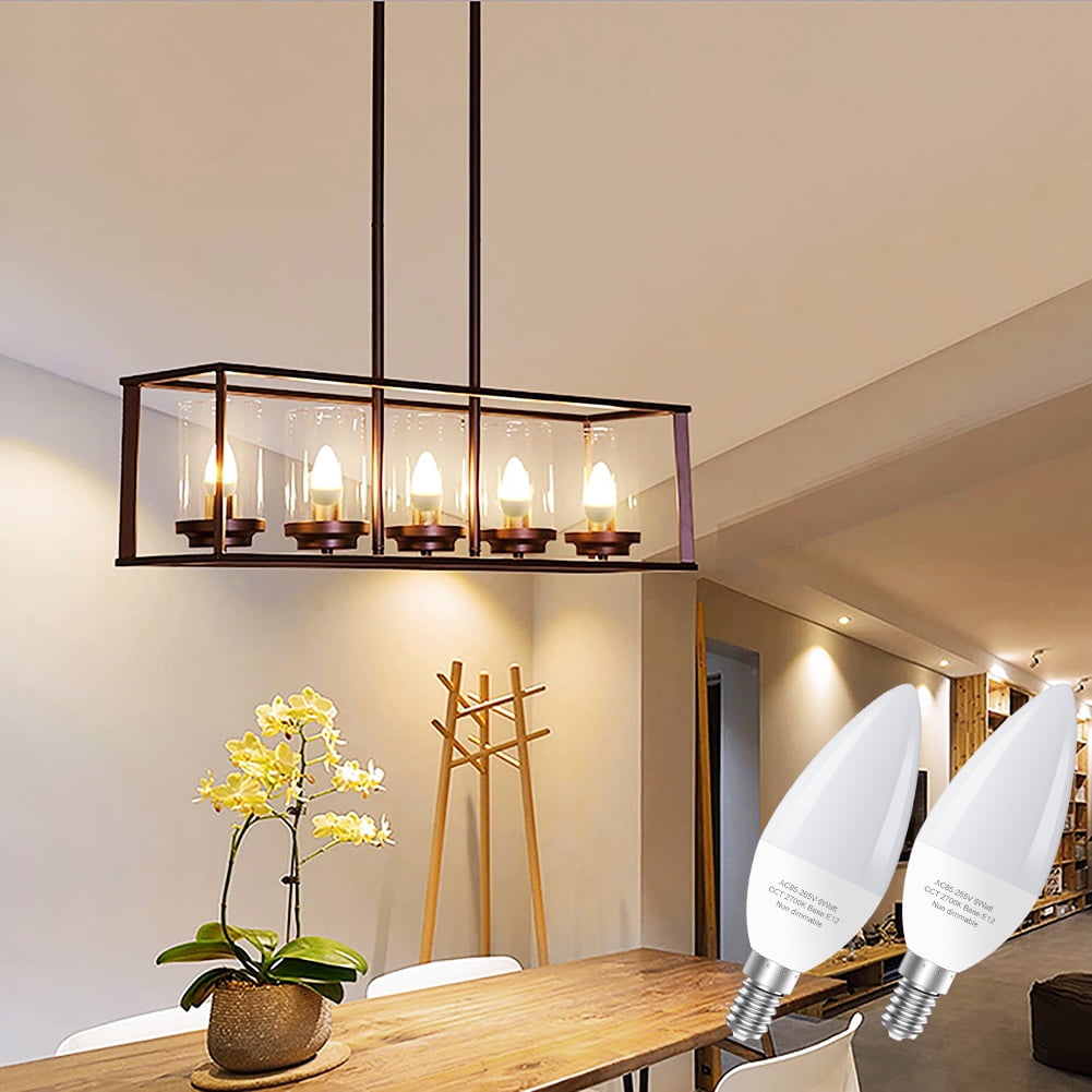 GOSCHE E12 Led Ceiling Fan Light Bulbs, 6W B11 Led Bulb, 550 LM, 2700K, Type B Light Bulb for Chandelier Lamp, Non-Dimmable Candle Lightbulbs,6-Pack