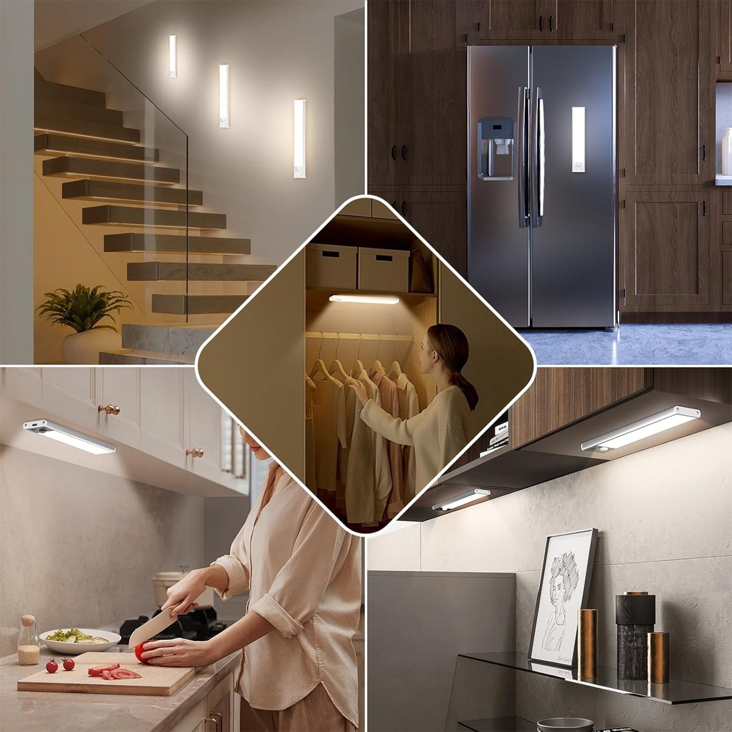 G GOSCHE 30 LED Wireless Under Cabinet Light Set with USB Rechargeable Smart Motion Sensor for Closet, Indoor - 2 Pcs