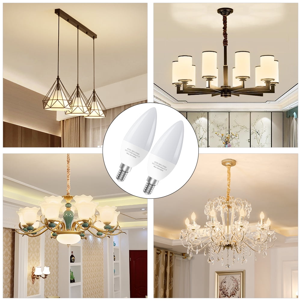 GOSCHE E12 Led Ceiling Fan Light Bulbs, 6W B11 Led Bulb, 550 LM, 2700K, Type B Light Bulb for Chandelier Lamp, Non-Dimmable Candle Lightbulbs,6-Pack
