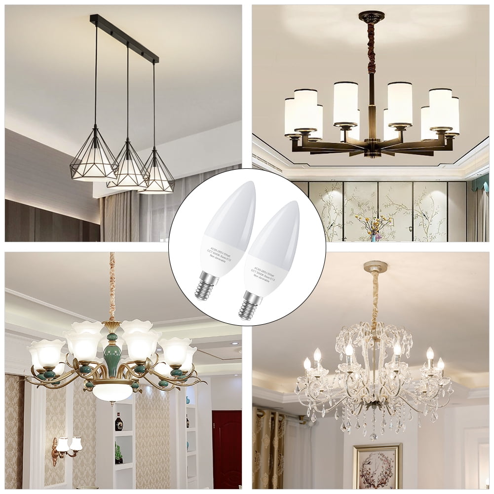 GOSCHE 6-Pack E12 LED Ceiling Fan Light Bulbs, 6 Watts (60 Watts Equivalent), 5000K Daylight, Type B Light Bulb for Chandelier, Non-Dimmable