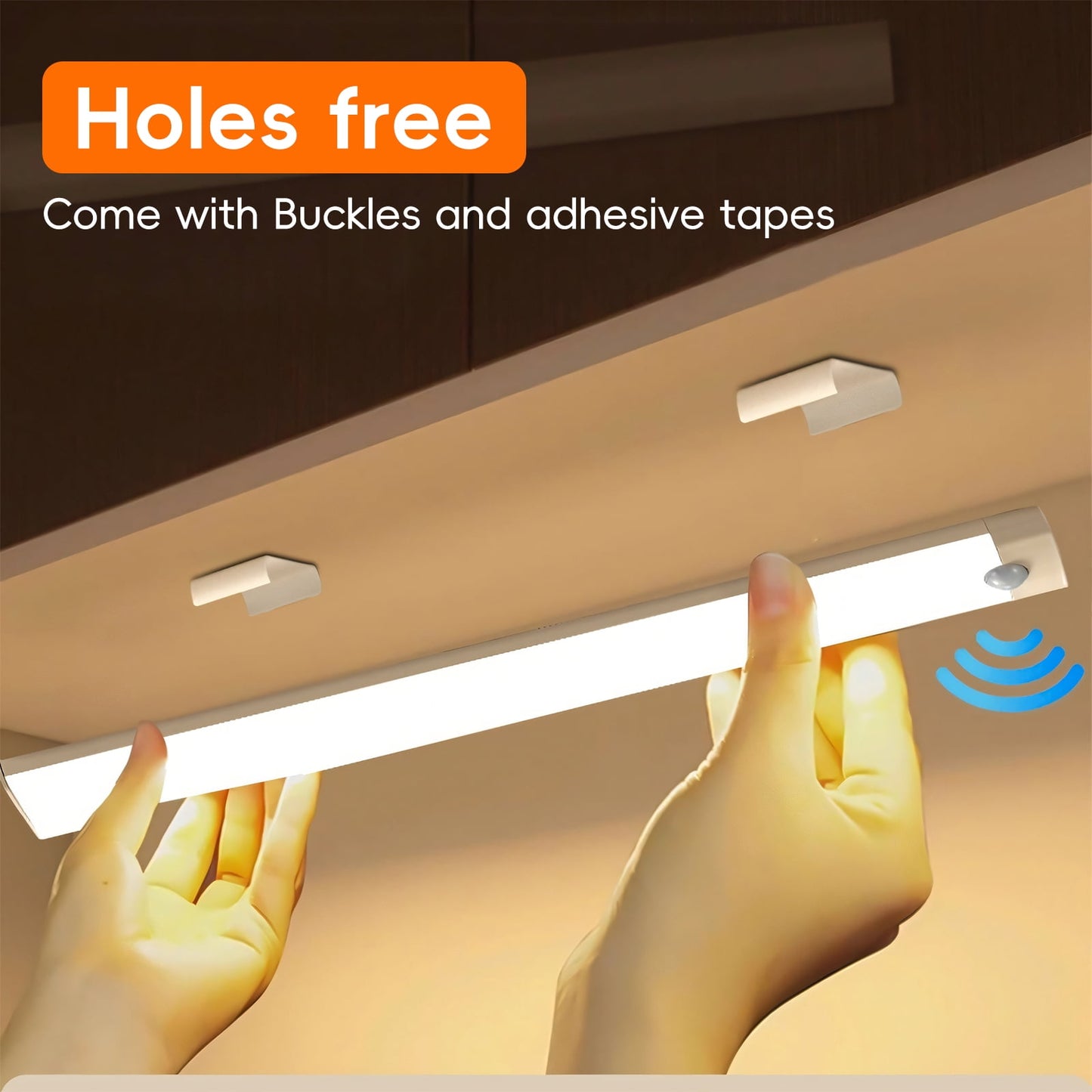 GOSCHE Under Cabinet Lights, 30 LED Wireless Under Cabinet Lighting USB Rechargeable Closet Light Set with Smart Motion Sensor Light Indoor-3 Pcs