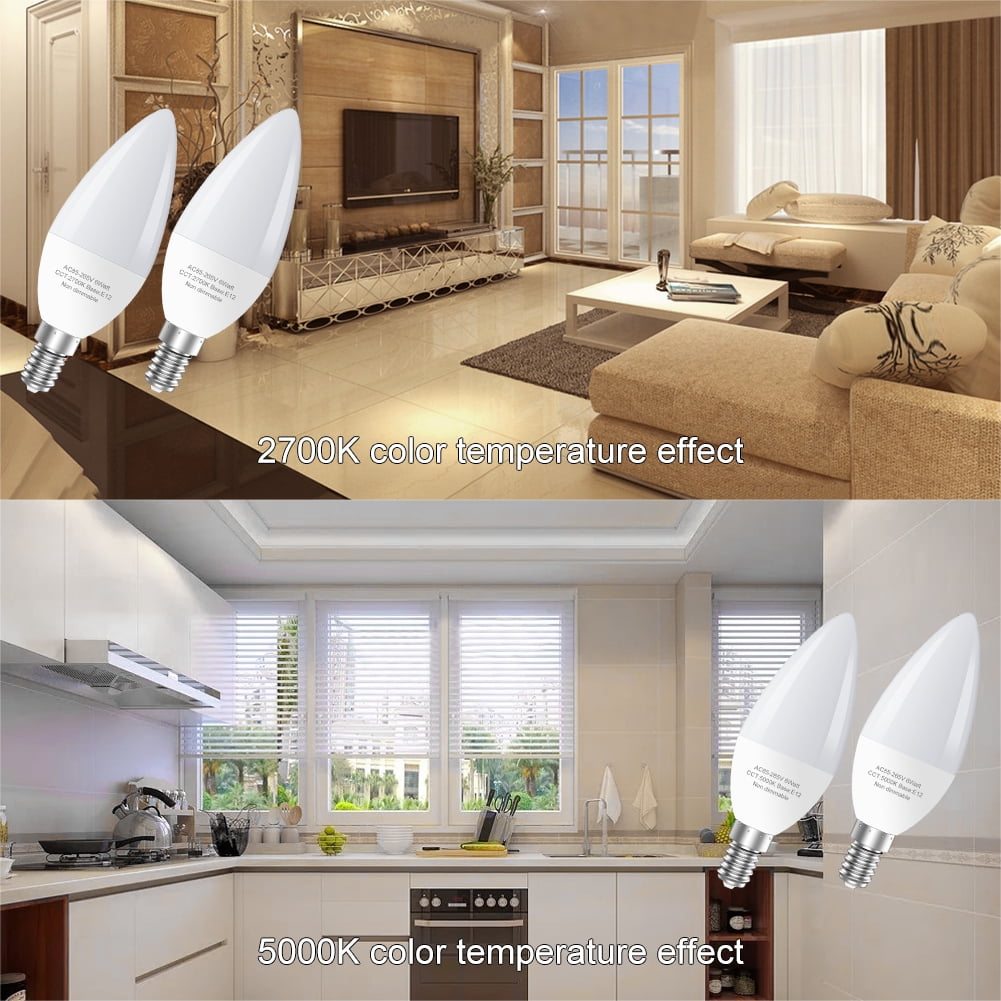 GOSCHE E12 Led Ceiling Fan Light Bulbs, 6W B11 Led Bulb, 550 LM, 2700K, Type B Light Bulb for Chandelier Lamp, Non-Dimmable Candle Lightbulbs,6-Pack