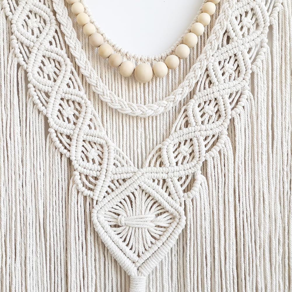 GOSCHE Macrame Wall Hanging Boho Wall Decor for Living Room, 43"*32" Large Cotton Tapestry for Bedroom Farmhouse Woven Wall Art for Home Decor