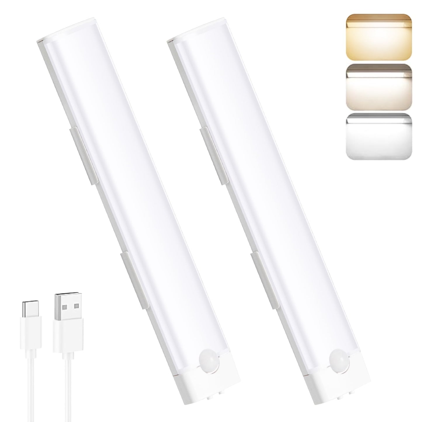 G GOSCHE 30 LED Wireless Under Cabinet Light Set with USB Rechargeable Smart Motion Sensor for Closet, Indoor - 2 Pcs
